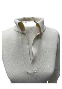 Open Collar Sweater | Ivory, Grape