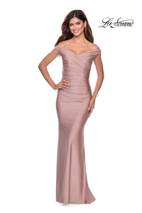La Femme 28450 Off The Shoulder Sweetheart Rouched Fitted Gown