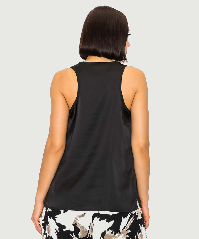 Cowl Cami Top | Black | Taupe