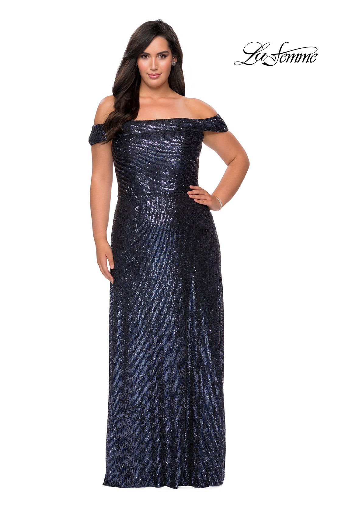 Long Off Shoulder Sequin Dress by Poly USA 8876 – ABC Fashion
