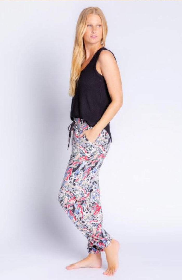 PJ Salvage Abstract Multi Color Knit Jogger Pant