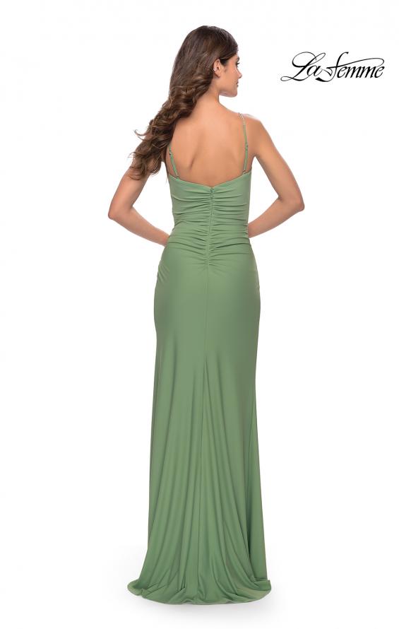 La Femme 31107 Ruched Jersey Gown With V Neckline